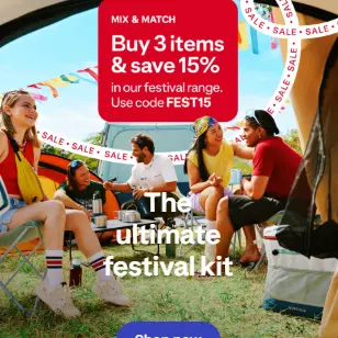 Decathlon UK：音乐节装备特惠！精工帐篷、耐磨防水雨靴、颜值遮阳凉亭等