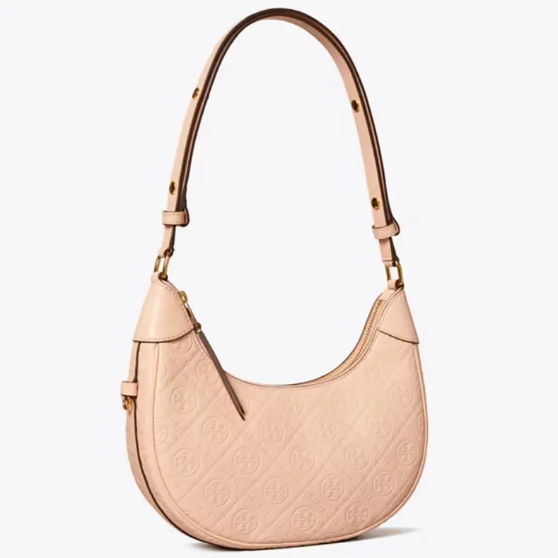 Tory Burch 汤丽柏琦 老花皮革月牙包