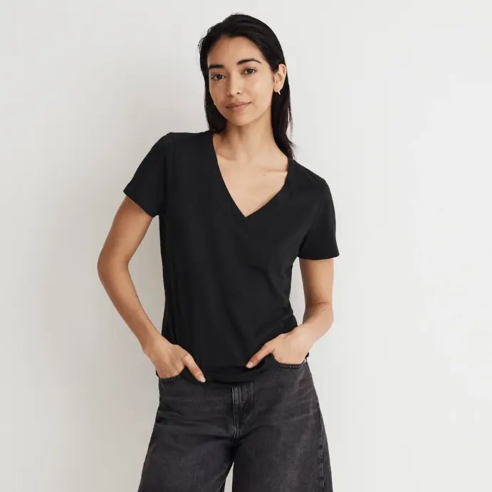 Madewell V领短袖