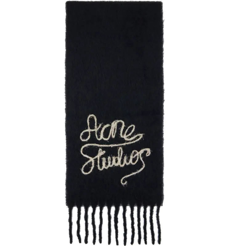 Acne Studios  黑色羊毛Logo围巾