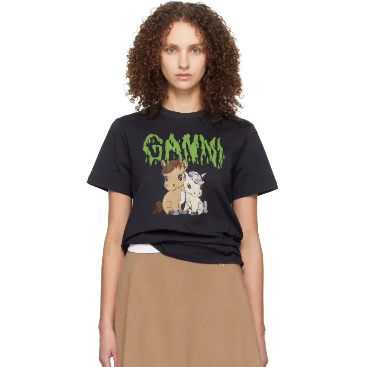 GANNI 黑色 Graphic Cotton T 恤