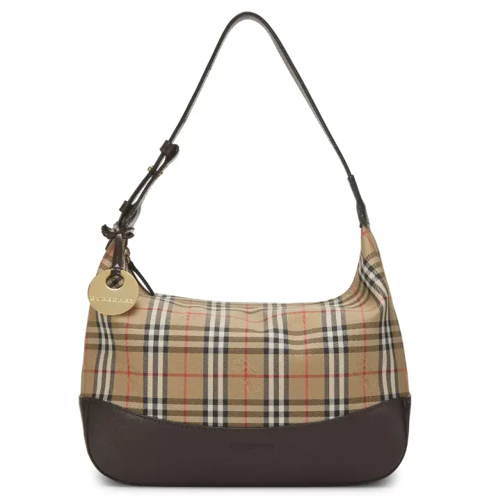 Burberry 巴宝莉 JP 棕色 Haymarket 格纹单肩包 （二手中古款）