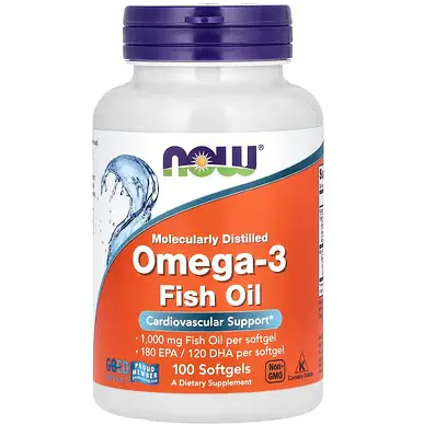 NOW Foods, Omega-3 鱼油，1000 毫克，180 EPA-120 DHA，100 粒软凝胶