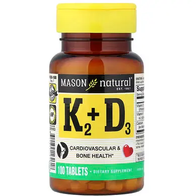 Mason Natural, 维生素 K2 + 维生素 D3，100 微克，100 片