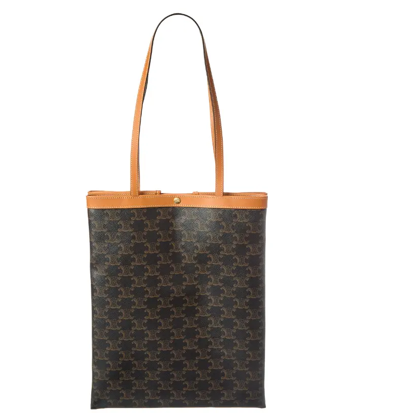 孙千同款！Celine Triomphe 中号帆布皮革托特包
