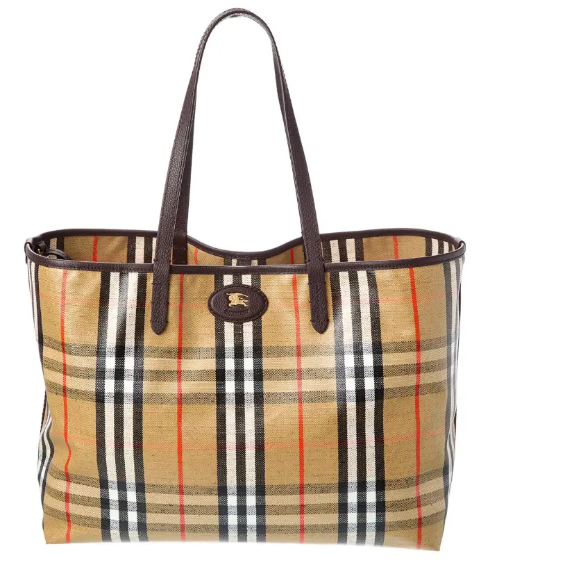 Burberry Highlands 中号涂层帆布托特包