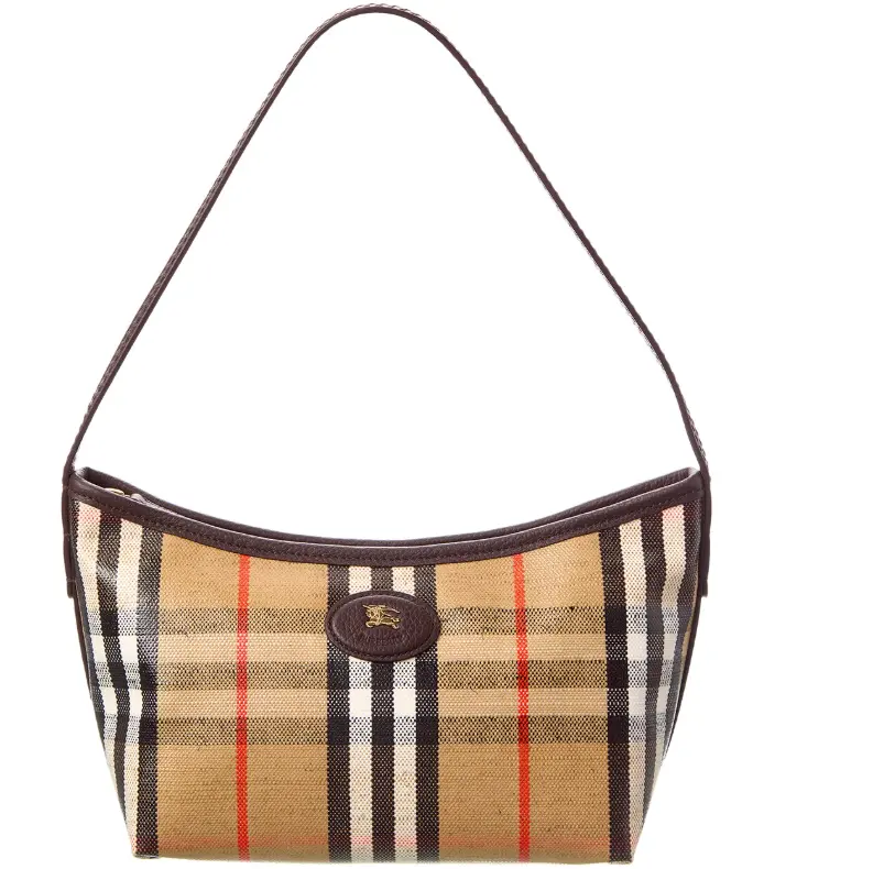 Burberry Highlands Mini 涂层帆布皮革单肩包