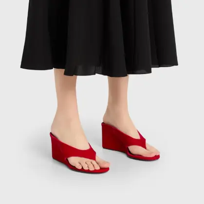 ALAIA 天鹅绒楔形凉鞋