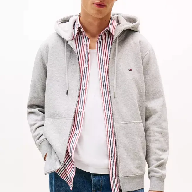 Tommy Hilfiger 徽标灰色连帽外套