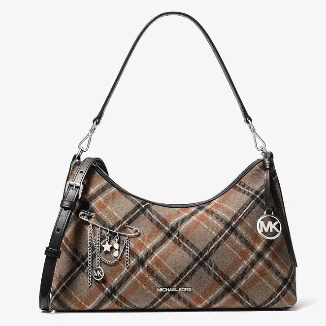 Michael Kors Sammy 中号格纹羊毛混纺单肩包