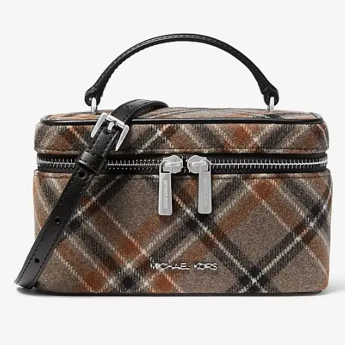 Michael Kors Vivi 小号格纹羊毛混纺盒子包