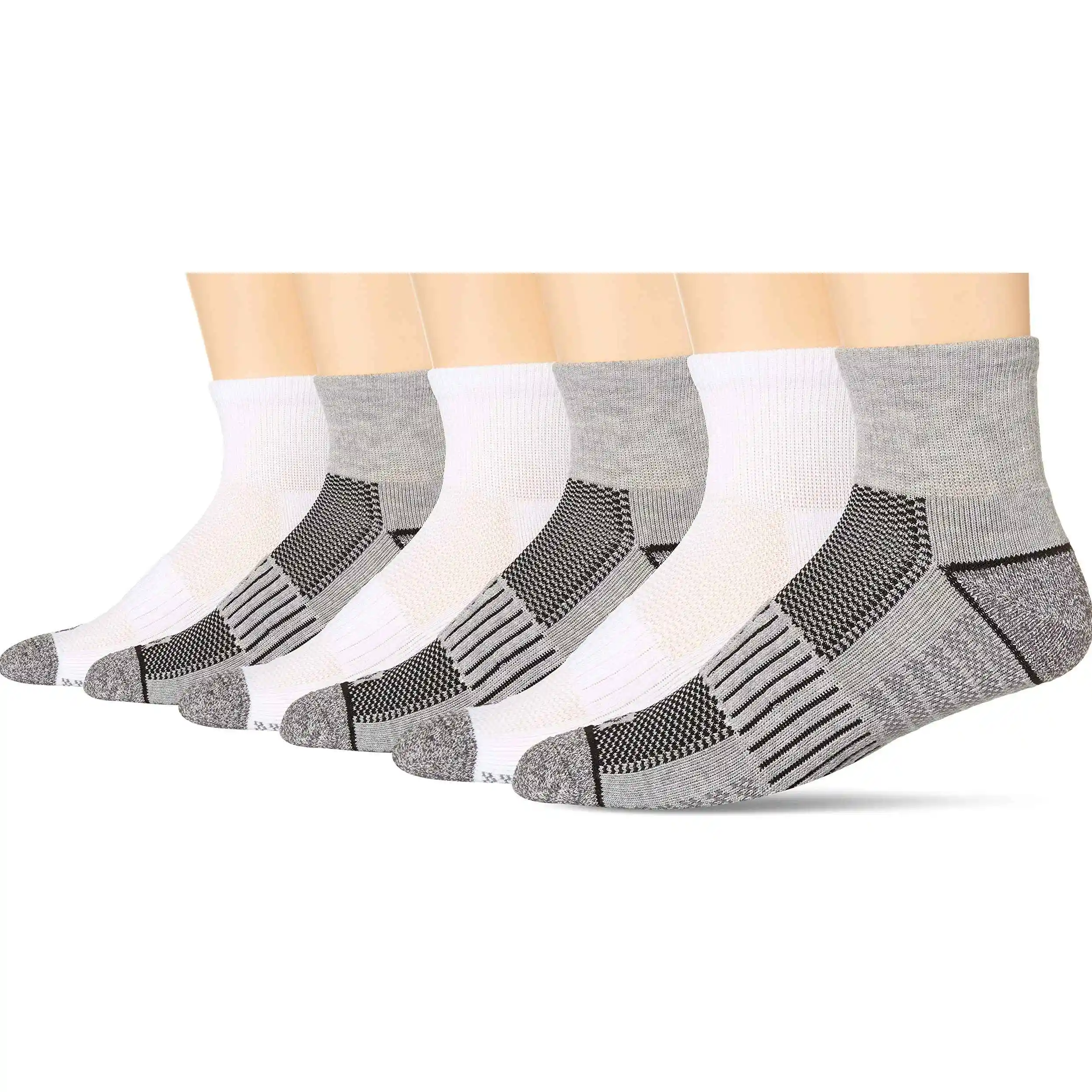 Columbia 哥伦比亚 男士四分之一袜子,多种包装,3Grey/3White-Grey, 6-12