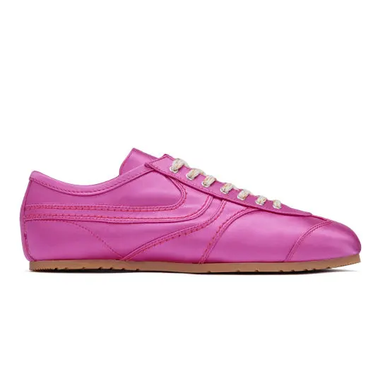 DRIES VAN NOTEN 粉红系带低帮运动鞋