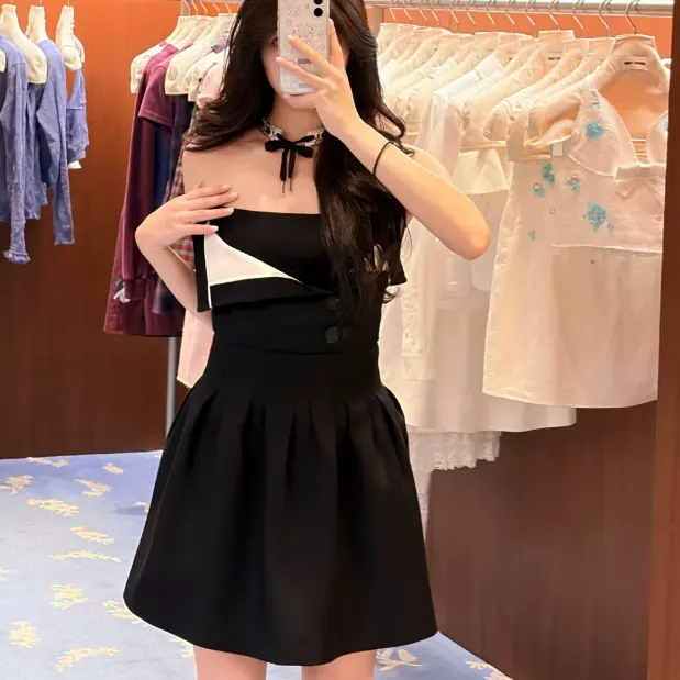 SHUSHU/TONG 不对称翻边设计连衣裙