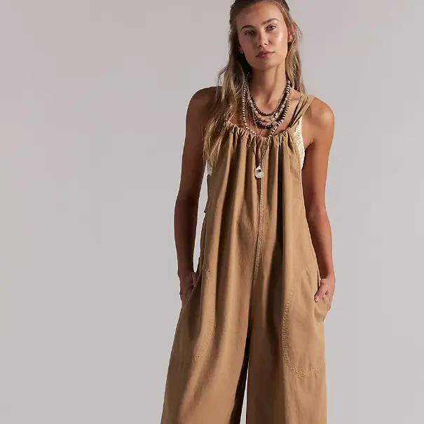 Free People We The Free Freebird 牛仔吊带阔腿连体裤