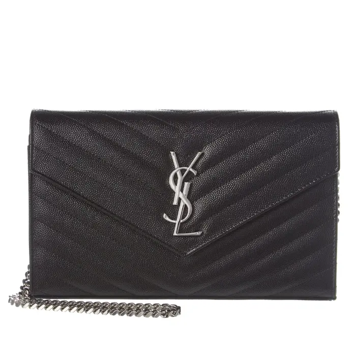 Saint Laurent Monogram 粒面牛皮链条钱包