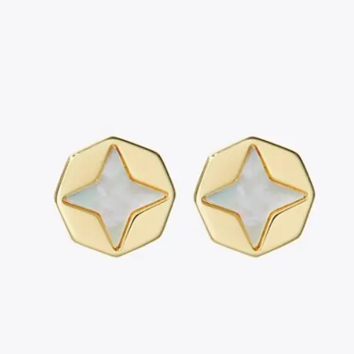 Tory Burch 汤丽柏琦 勿忘我 珍珠母贝耳环