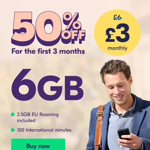 Lyca Mobile UK：流量套餐优惠 含100分钟国际通话 前3月5折