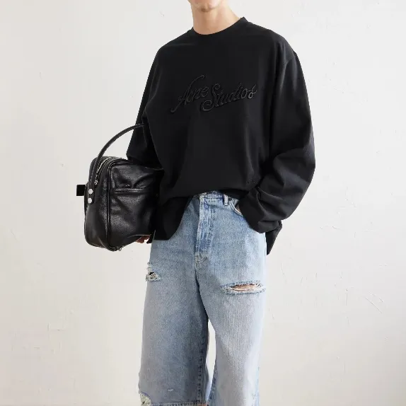 ACNE STUDIOS 字母徽标黑色长袖T恤