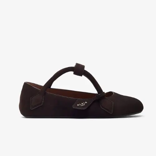 Alaia Teckel 芭蕾绒面平底鞋