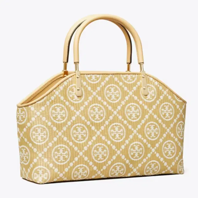 拼手速！Tory Burch 汤丽柏琦 Raffia 小号老花菜篮子托特