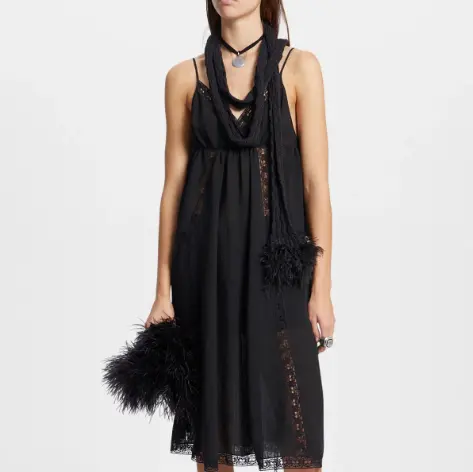 Ann Demeulemeester Rae 羽毛荷叶边罗纹围巾