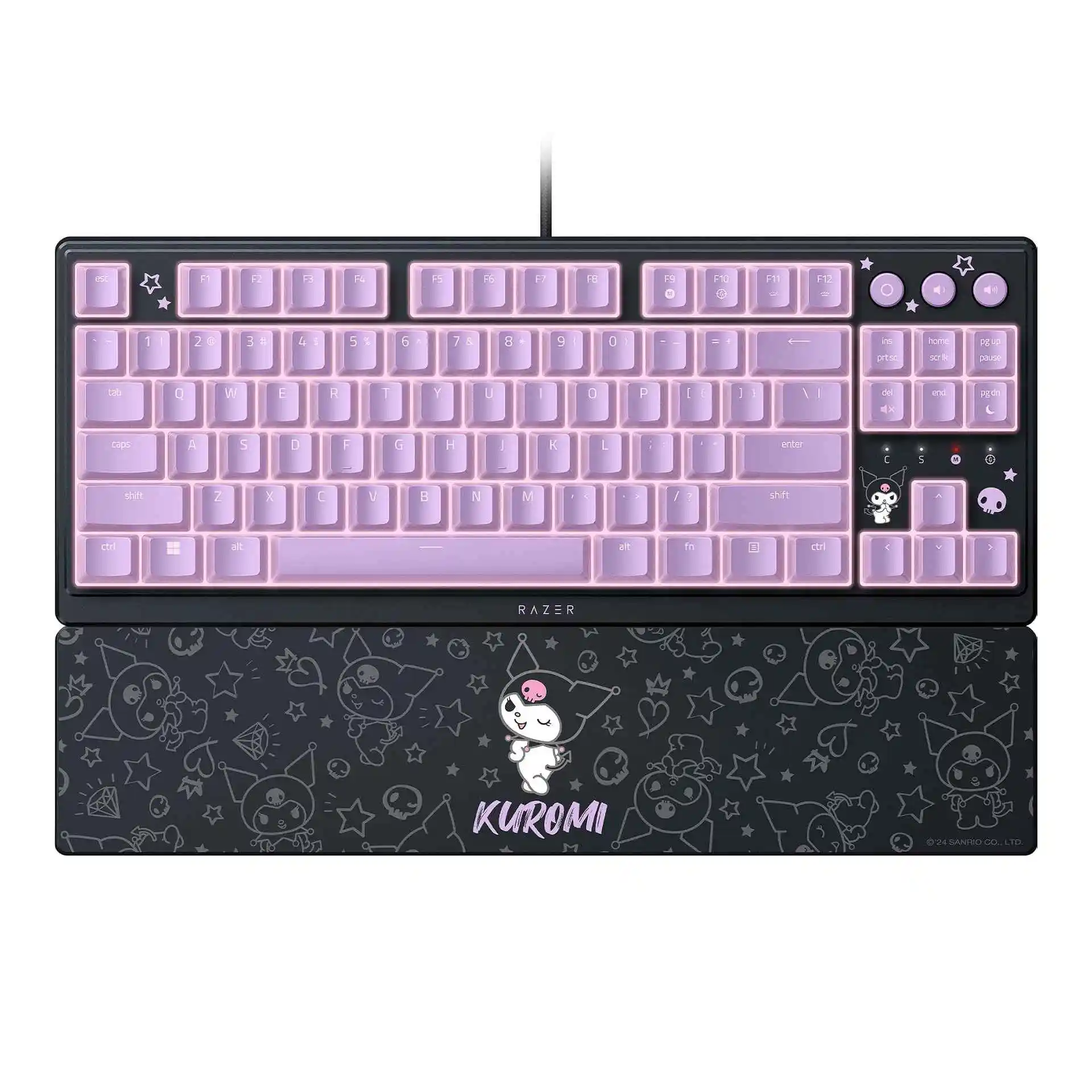 Razer 雷蛇 Ornata V3 TKL 游戏键盘: 机械膜开关 - UV 涂层键帽 - 8 区 RGB 照明  - Kuromi 版