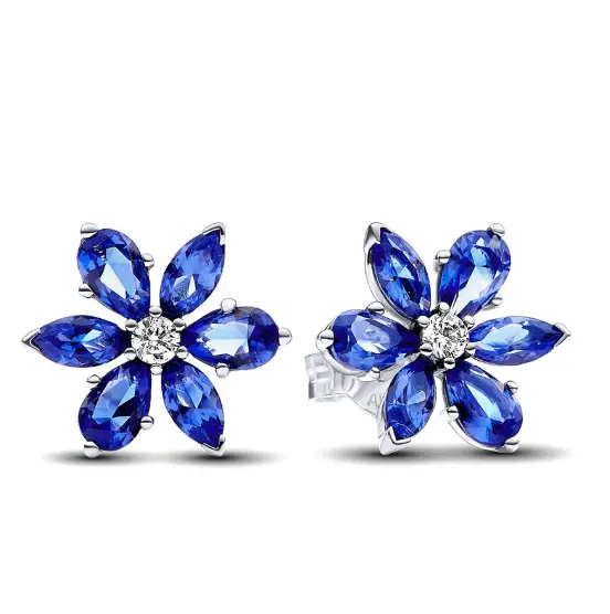 Pandora 蓝宝石花卉耳钉
