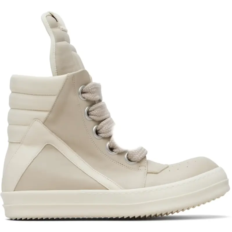 RICK OWENS 灰白色 Temple Jumbolace Geobasket 高帮运动鞋