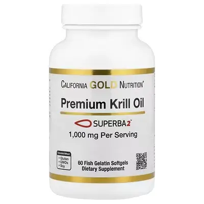 California Gold Nutrition 含 Superba2™ 的优质磷虾油 1000 毫克 60 粒软凝胶