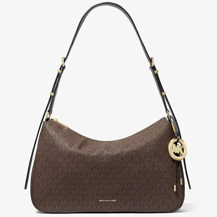 史低价！Michael Kors Nolita 中号老花单肩包 棕色/白色可选
