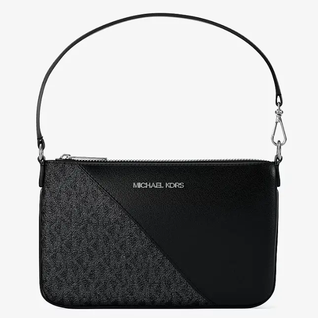 Michael Kors 小号老花皮革拼接腕包
