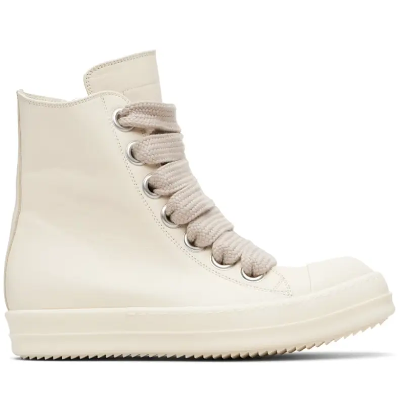 RICK OWENS 灰白色 Temple Jumbolace 高帮运动鞋