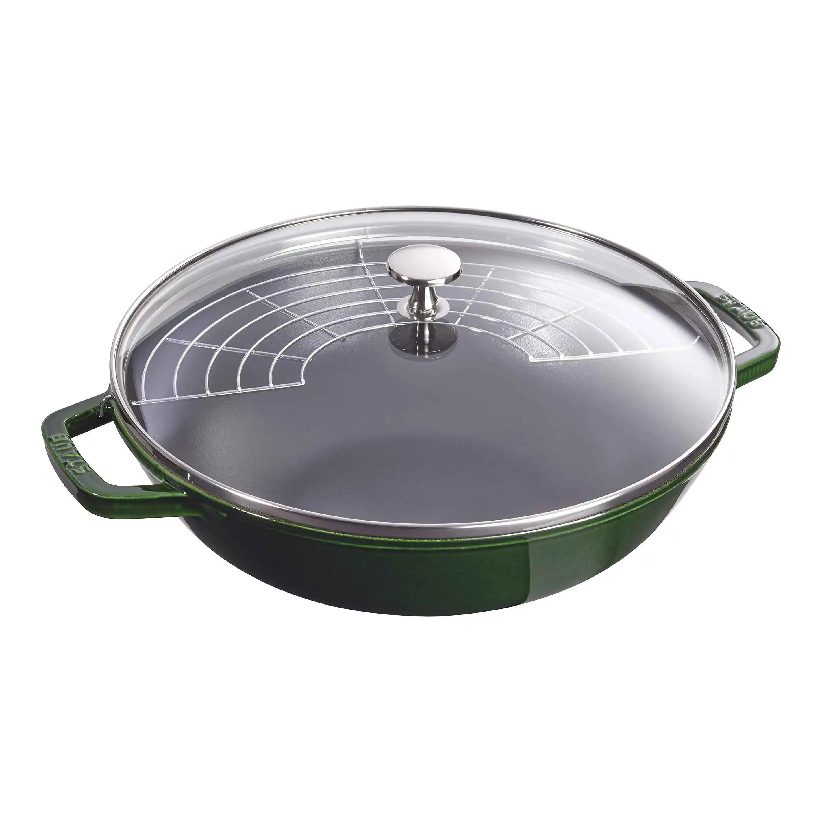 STAUB 珐宝 珐琅铸铁炒锅 30cm，适用于电磁炉，罗勒绿