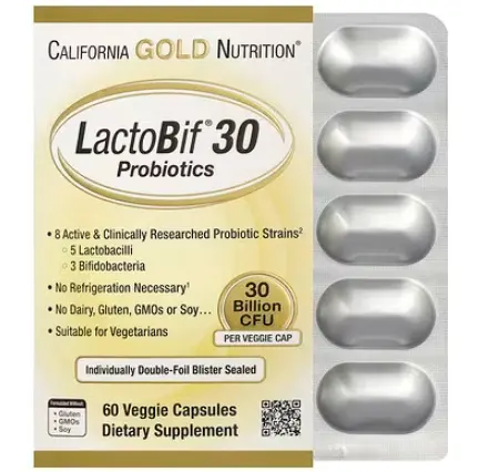 California Gold Nutrition, LactoBif® 30 益生菌，60 粒素食胶囊