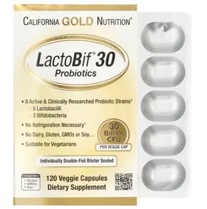 California Gold Nutrition, LactoBif® 30 益生菌，300 亿 CFU，120 粒素食胶囊