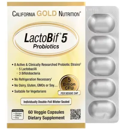 California Gold Nutrition, LactoBif® 5 益生菌，50 亿 CFU，60 粒素食胶囊
