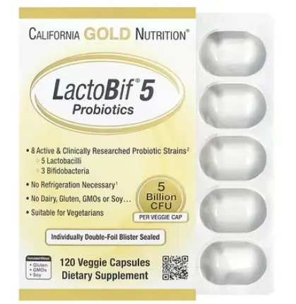 California Gold Nutrition, LactoBif® 5 益生菌，50 亿 CFU，120 粒素食胶囊