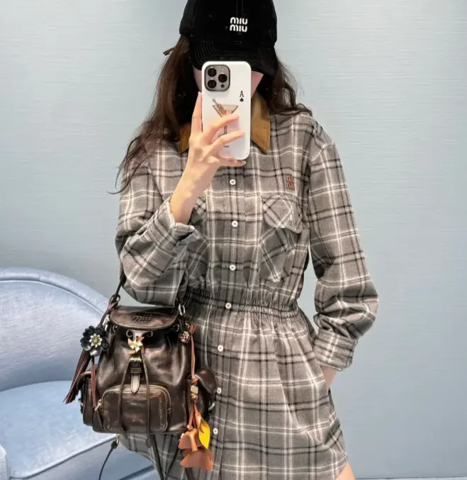 赵今麦类似款！MiuMiu 格子连衣裙