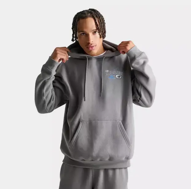 New Balance 男士蓬松抓绒套头连帽衫
