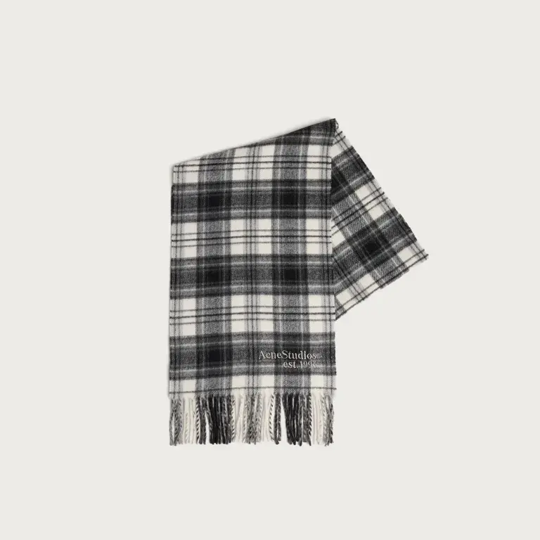 Acne Studios Canada 系列羊绒格纹流苏围巾