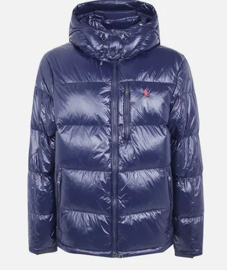 Polo Ralph Lauren 亮面藏青色连帽保暖飞行员夹克