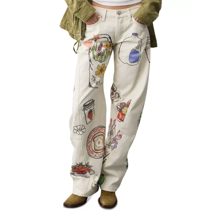 Free People 印花牛仔裤