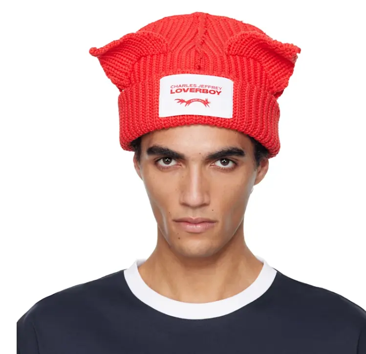 Charles Jeffrey LOVERBOY 红色 Chunky Ears 毛线帽