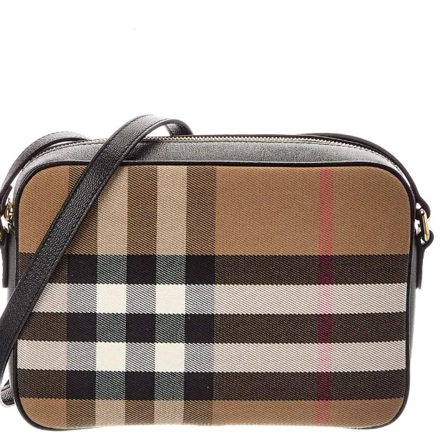 Burberry 帆布皮革相机包