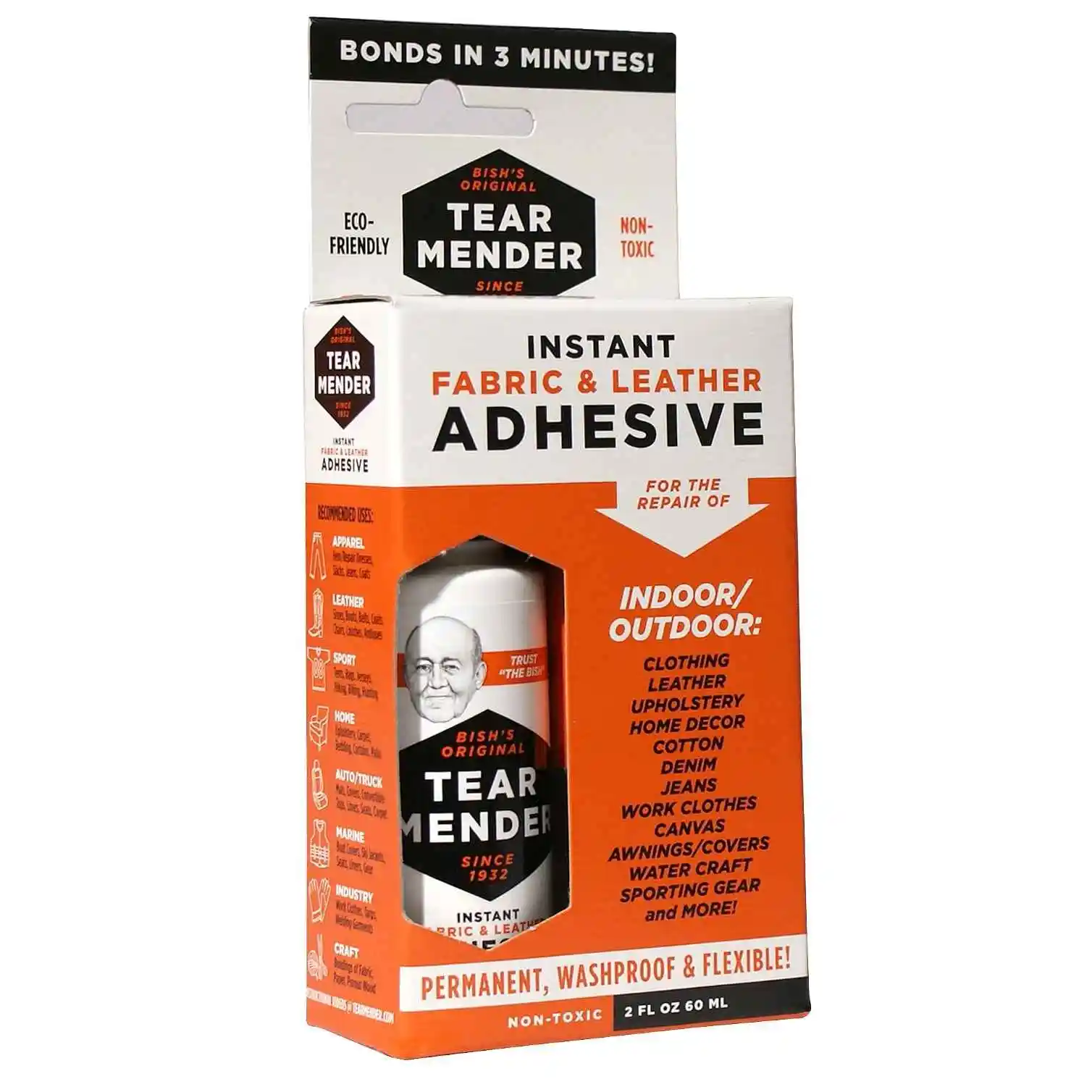 Tear Mender 织物皮革专用胶水 59毫升瓶装 即时粘合剂 防水柔韧 3分钟快干