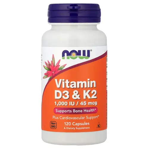 NOW Foods, 维生素 D3 + K2 胶囊，120 粒装