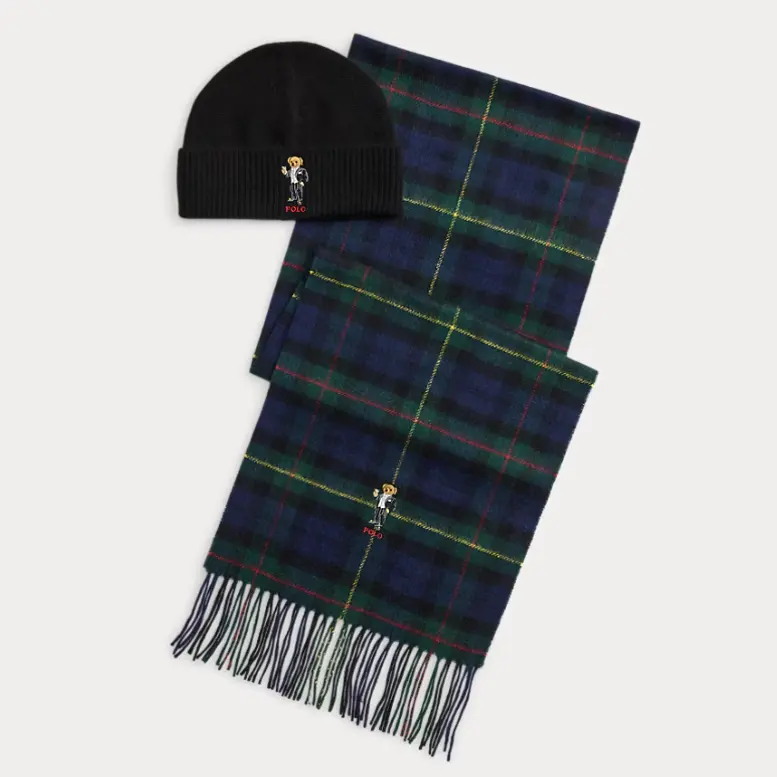 Polo Ralph Lauren 拉夫劳伦马提尼小熊针织冷帽围巾套装