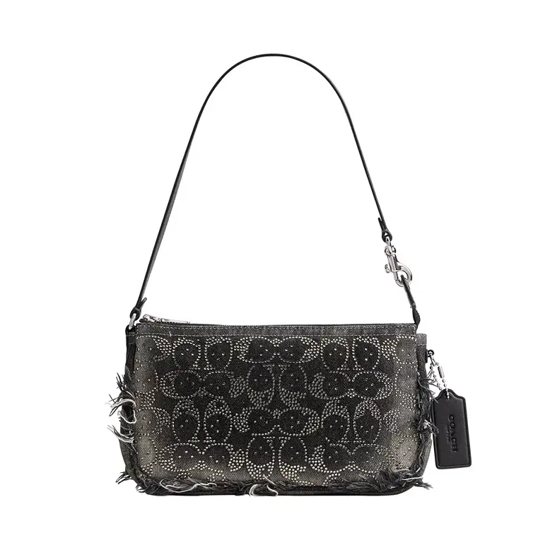 某物￥1800+！Coach 蔻驰 Plaza 21 黑色水晶牛仔单肩包