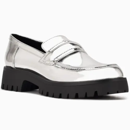 Nine West 玖熙 Garren 银色乐福鞋